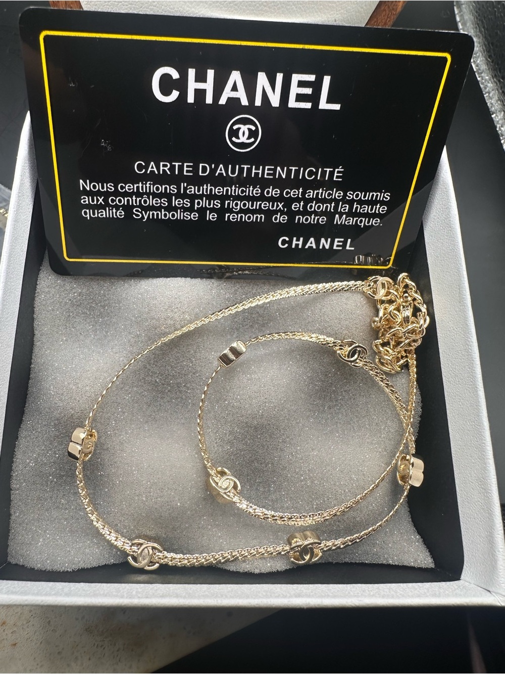 Fashion Gold-Tone Chain Necklace with Signature CC Accents